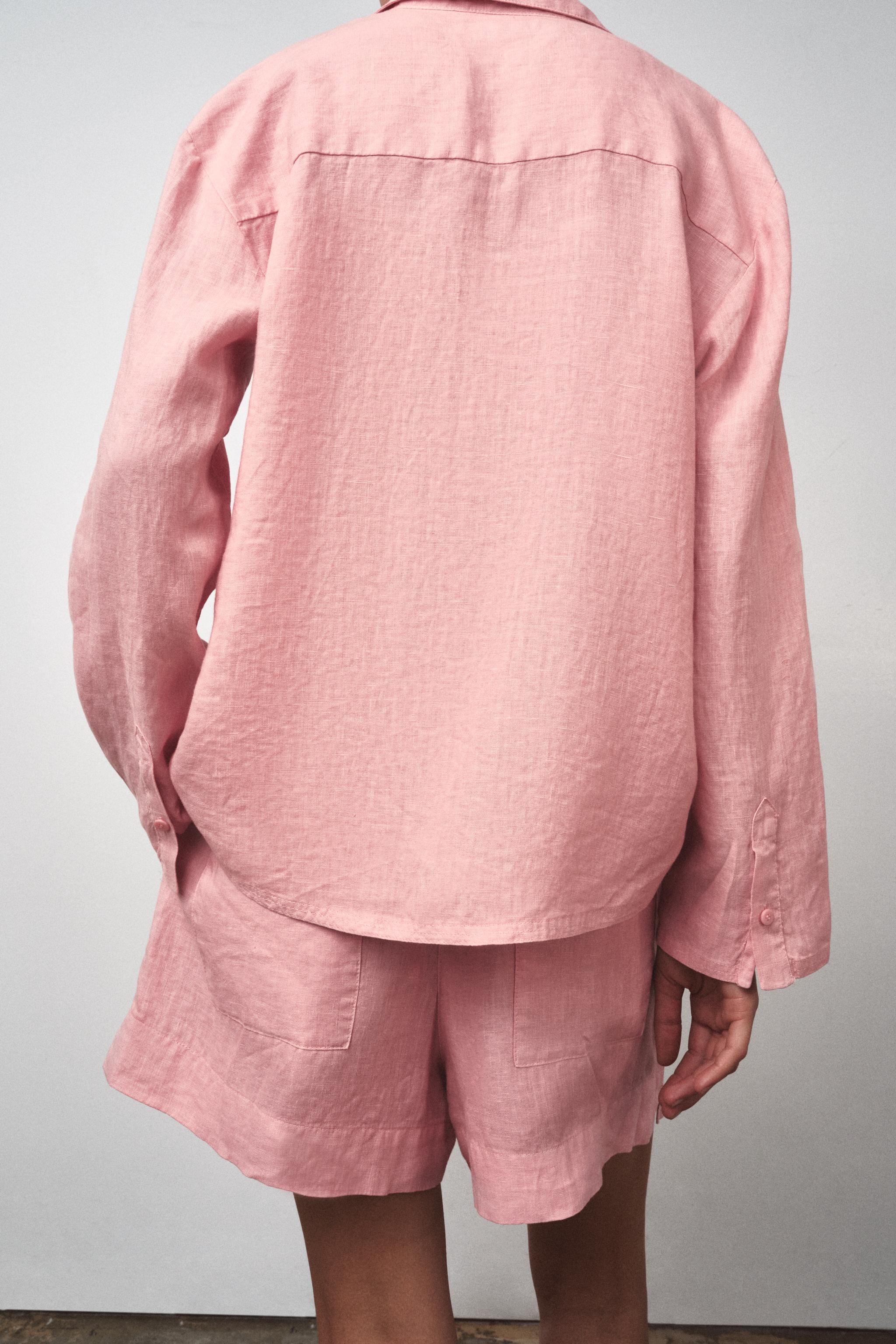 ZW COLLECTION 100% LINEN SHIRT Taupe grey ZARA India